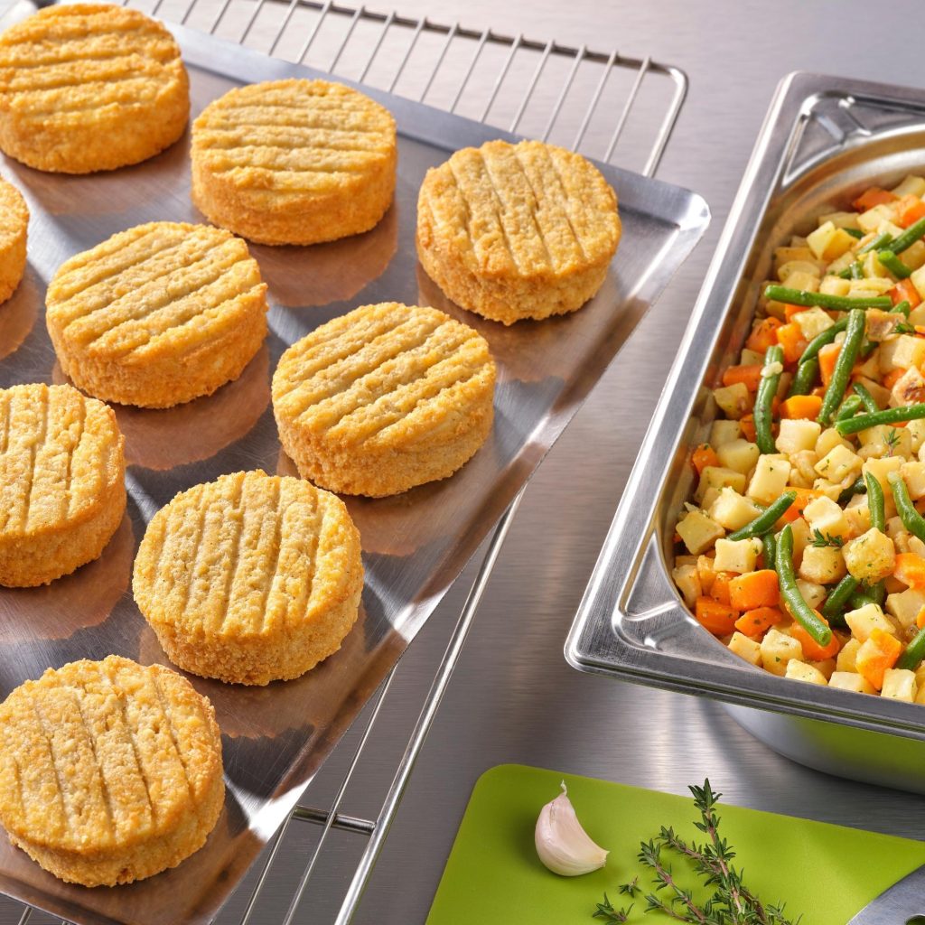 Galette de tofu emmental, fricassée de légumes