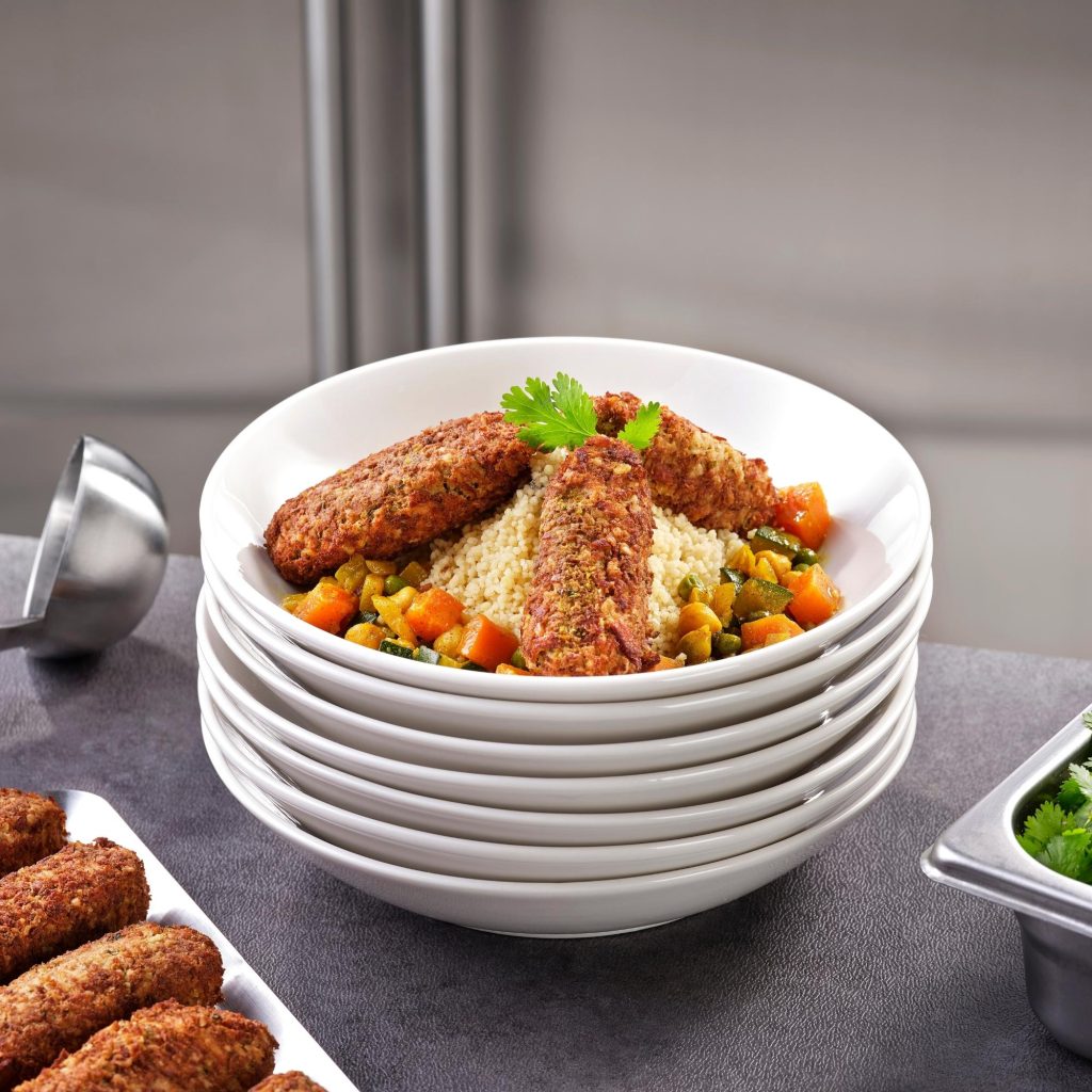 Keftas coriandre menthe, tajine de semoule aux légumes